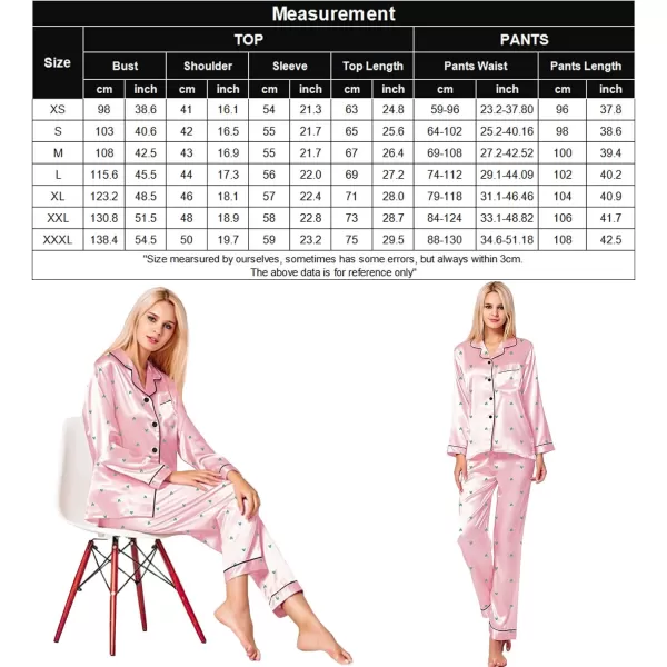 SWOMOG Womens Silk Satin Pajamas Loungewear Twopiece Sleepwear ButtonDown Pj SetPattern 3