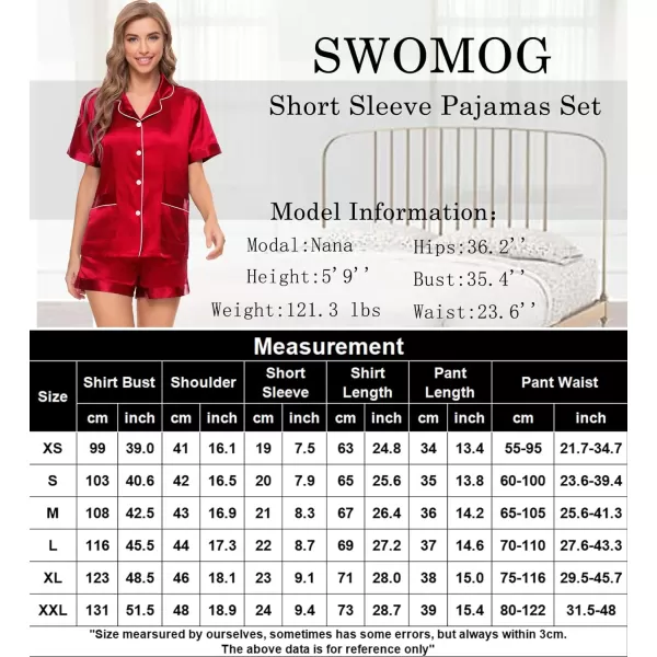 SWOMOG Womens Silk Satin Pajamas Set Twopiece Pj Sets Sleepwear Loungewear ButtonDown Pj SetsAredpockets209