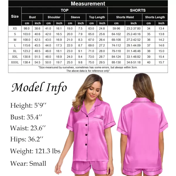 SWOMOG Womens Silk Satin Pajamas Set Twopiece Pj Sets Sleepwear Loungewear ButtonDown Pj SetsBarbiecore