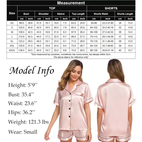 SWOMOG Womens Silk Satin Pajamas Set Twopiece Pj Sets Sleepwear Loungewear ButtonDown Pj SetsBlush Pink