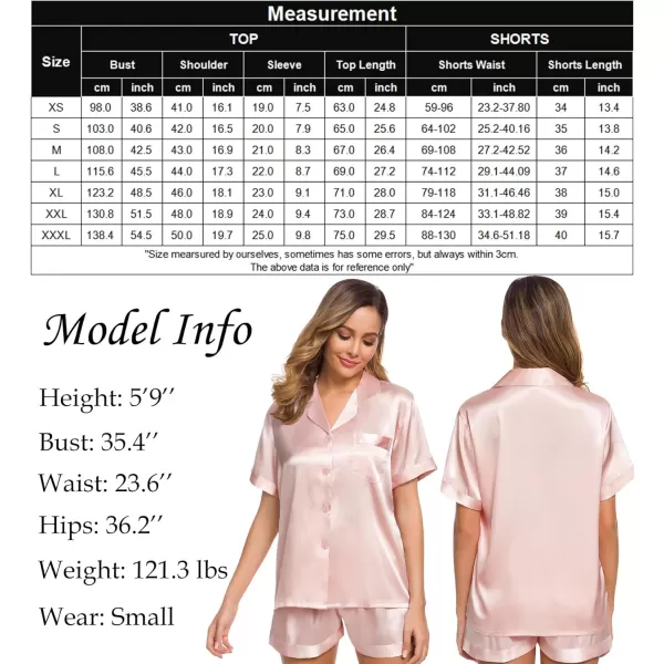 SWOMOG Womens Silk Satin Pajamas Set Twopiece Pj Sets Sleepwear Loungewear ButtonDown Pj SetsBlush Pink Solid214