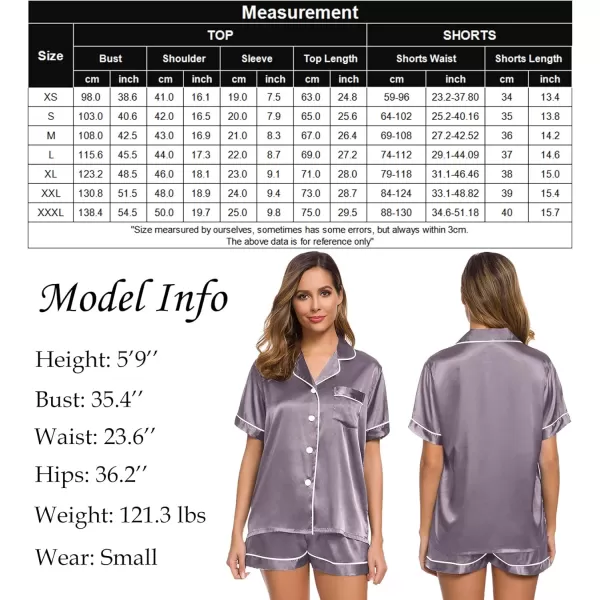 SWOMOG Womens Silk Satin Pajamas Set Twopiece Pj Sets Sleepwear Loungewear ButtonDown Pj SetsChestnut