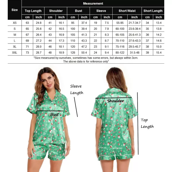 SWOMOG Womens Silk Satin Pajamas Set Twopiece Pj Sets Sleepwear Loungewear ButtonDown Pj SetsChristmas Gift Green