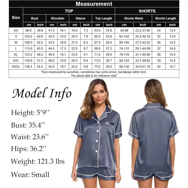 SWOMOG Womens Silk Satin Pajamas Set Twopiece Pj Sets Sleepwear Loungewear ButtonDown Pj SetsDeep Gray