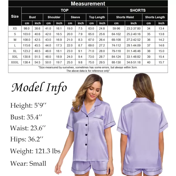 SWOMOG Womens Silk Satin Pajamas Set Twopiece Pj Sets Sleepwear Loungewear ButtonDown Pj SetsDeep Lavender