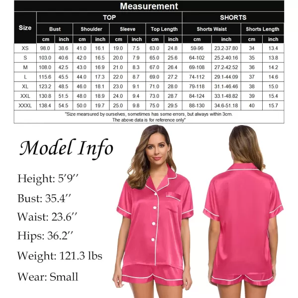 SWOMOG Womens Silk Satin Pajamas Set Twopiece Pj Sets Sleepwear Loungewear ButtonDown Pj SetsFandango Pink