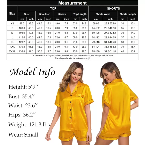 SWOMOG Womens Silk Satin Pajamas Set Twopiece Pj Sets Sleepwear Loungewear ButtonDown Pj SetsGold