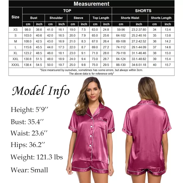 SWOMOG Womens Silk Satin Pajamas Set Twopiece Pj Sets Sleepwear Loungewear ButtonDown Pj SetsGrapefruit