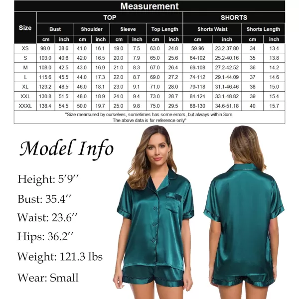 SWOMOG Womens Silk Satin Pajamas Set Twopiece Pj Sets Sleepwear Loungewear ButtonDown Pj SetsGreen Solid214