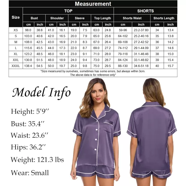 SWOMOG Womens Silk Satin Pajamas Set Twopiece Pj Sets Sleepwear Loungewear ButtonDown Pj SetsGrey Purple