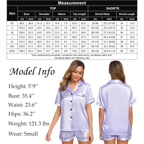 SWOMOG Womens Silk Satin Pajamas Set Twopiece Pj Sets Sleepwear Loungewear ButtonDown Pj SetsLavender