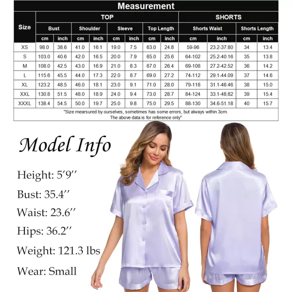 SWOMOG Womens Silk Satin Pajamas Set Twopiece Pj Sets Sleepwear Loungewear ButtonDown Pj SetsLavender Solid214