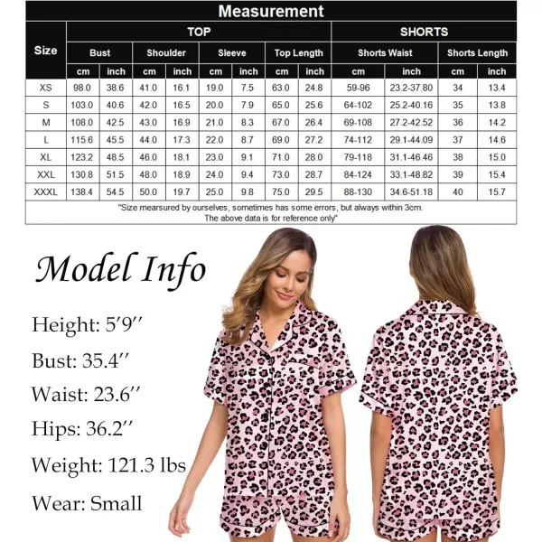 SWOMOG Womens Silk Satin Pajamas Set Twopiece Pj Sets Sleepwear Loungewear ButtonDown Pj SetsLeopard