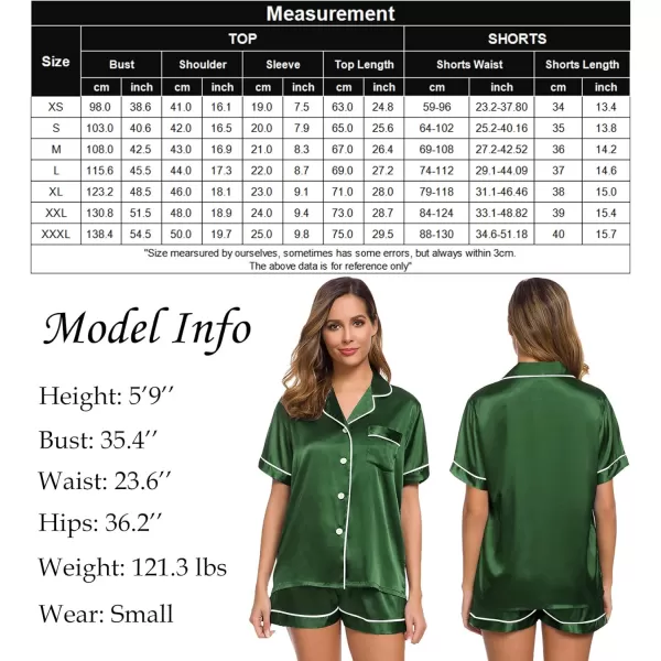 SWOMOG Womens Silk Satin Pajamas Set Twopiece Pj Sets Sleepwear Loungewear ButtonDown Pj SetsMoss Green