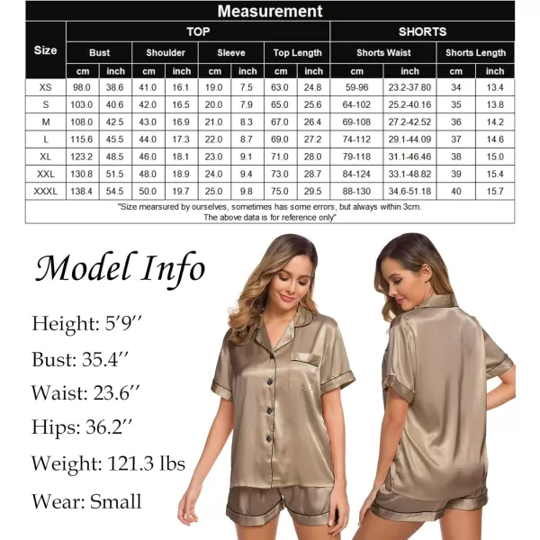 SWOMOG Womens Silk Satin Pajamas Set Twopiece Pj Sets Sleepwear Loungewear ButtonDown Pj SetsOpaue Couche