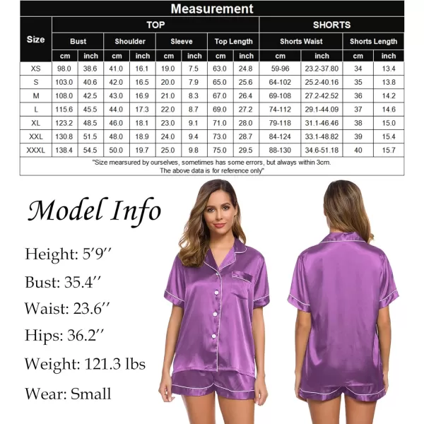 SWOMOG Womens Silk Satin Pajamas Set Twopiece Pj Sets Sleepwear Loungewear ButtonDown Pj SetsOrchid