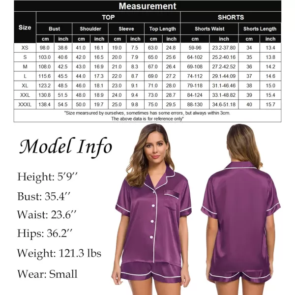 SWOMOG Womens Silk Satin Pajamas Set Twopiece Pj Sets Sleepwear Loungewear ButtonDown Pj SetsPearly Purple