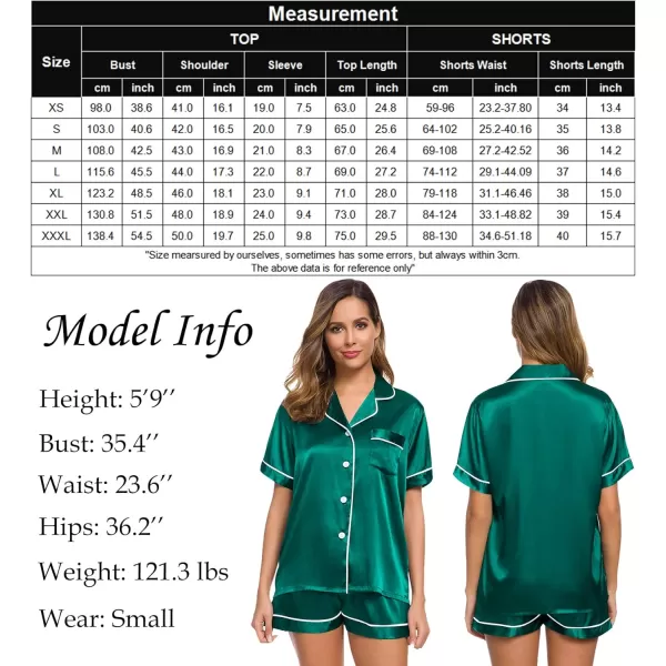 SWOMOG Womens Silk Satin Pajamas Set Twopiece Pj Sets Sleepwear Loungewear ButtonDown Pj SetsPersian Green