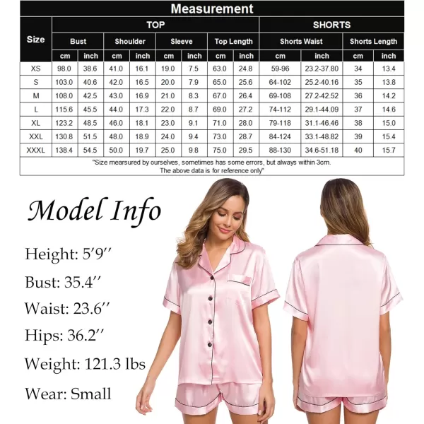 SWOMOG Womens Silk Satin Pajamas Set Twopiece Pj Sets Sleepwear Loungewear ButtonDown Pj SetsPink