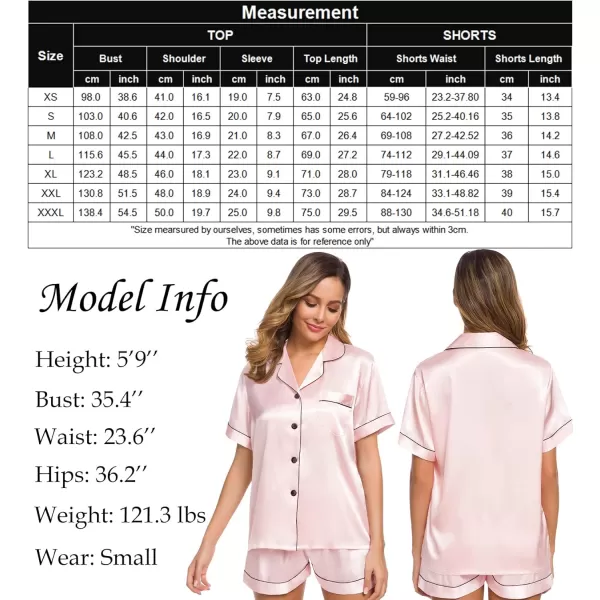 SWOMOG Womens Silk Satin Pajamas Set Twopiece Pj Sets Sleepwear Loungewear ButtonDown Pj SetsPink One