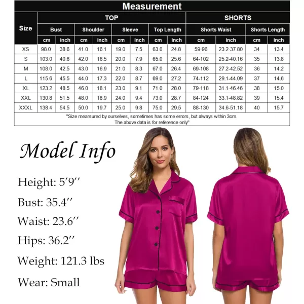 SWOMOG Womens Silk Satin Pajamas Set Twopiece Pj Sets Sleepwear Loungewear ButtonDown Pj SetsPitaya