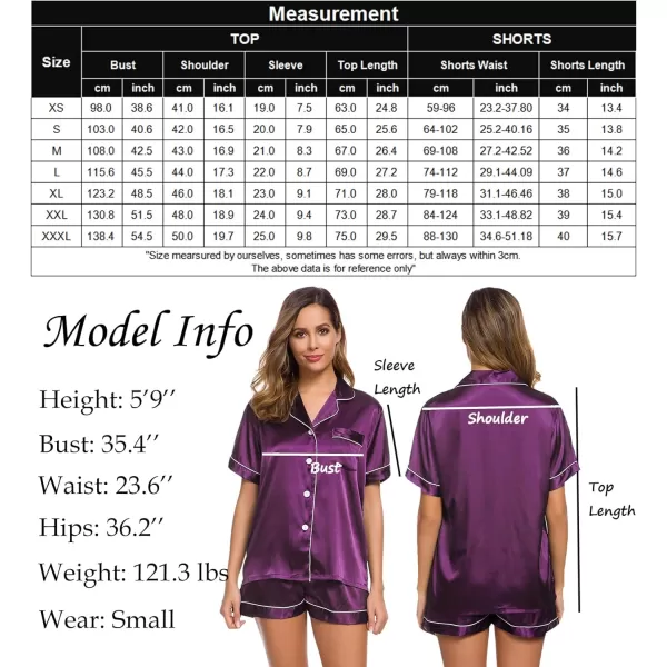 SWOMOG Womens Silk Satin Pajamas Set Twopiece Pj Sets Sleepwear Loungewear ButtonDown Pj SetsPurple