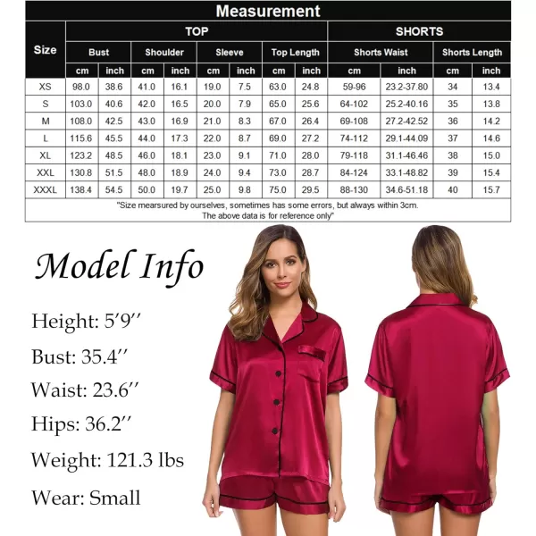 SWOMOG Womens Silk Satin Pajamas Set Twopiece Pj Sets Sleepwear Loungewear ButtonDown Pj SetsRed 2