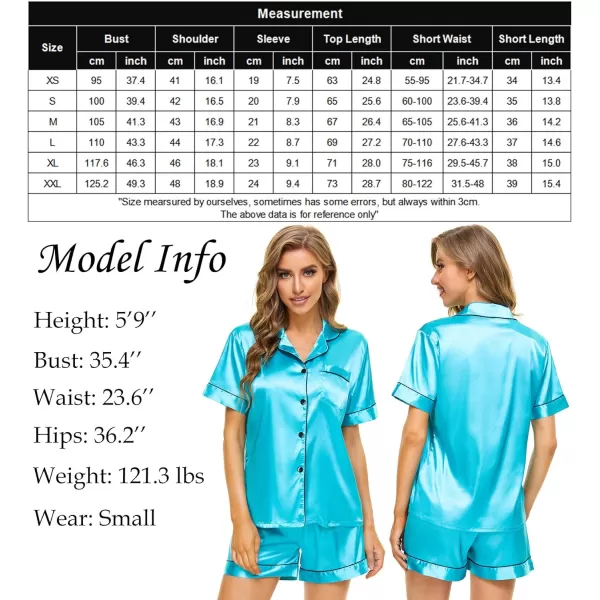 SWOMOG Womens Silk Satin Pajamas Set Twopiece Pj Sets Sleepwear Loungewear ButtonDown Pj SetsTf Blue