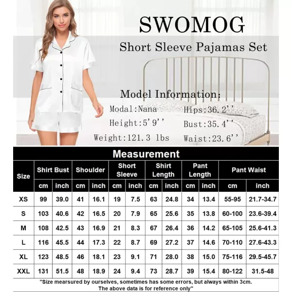 SWOMOG Womens Silk Satin Pajamas Set Twopiece Pj Sets Sleepwear Loungewear ButtonDown Pj SetsWhite209