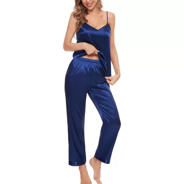 SWOMOG Womens Silk Satin Pajamas Vneck Cami Pj Set 2Piece Sleepwear LoungewearSWOMOG Womens Silk Satin Pajamas Vneck Cami Pj Set 2Piece Sleepwear Loungewear