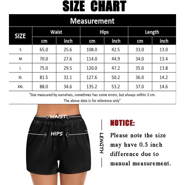 SWOMOG Womens Silk Stain Pajama Shorts Pj Bottoms with Pockets Drawstring Sleep Shorts Boxer Soft Lounge Shorts2 BlackBlack