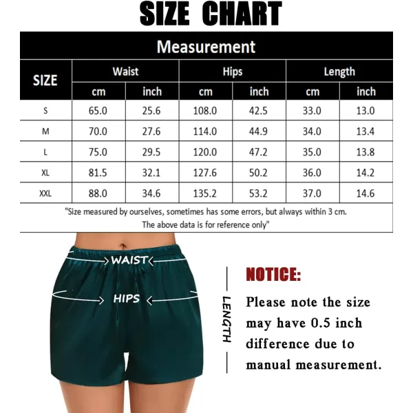 SWOMOG Womens Silk Stain Pajama Shorts Pj Bottoms with Pockets Drawstring Sleep Shorts Boxer Soft Lounge Shorts2 Deep GreenChampagne