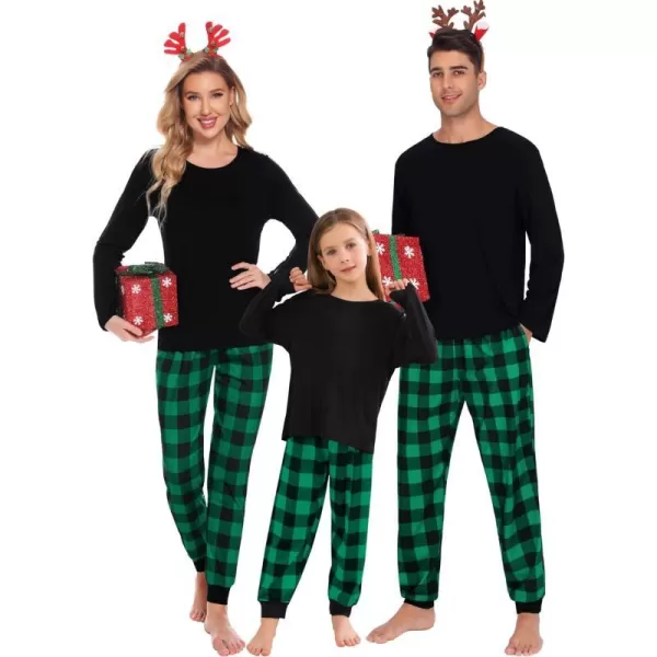 SWOMOG Family Matching Pajama Set Christmas Pjs Plaid Pajamas for Men Women and Kids Long Sleeve Sleepwear Pj SetKids Green Plaid Pantswith Pockets