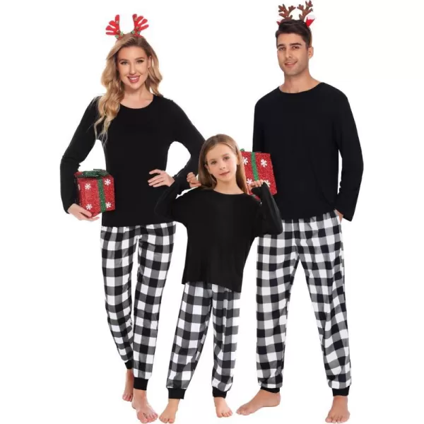 SWOMOG Family Matching Pajama Set Christmas Pjs Plaid Pajamas for Men Women and Kids Long Sleeve Sleepwear Pj SetKids White Plaid Pantswith Pockets