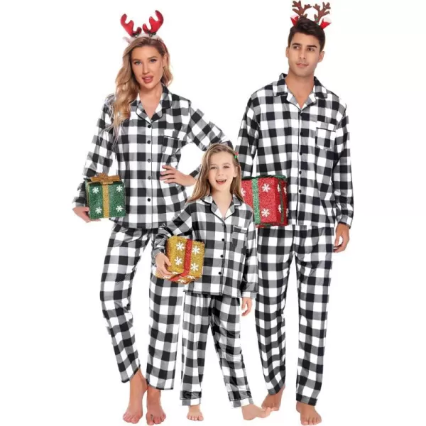 SWOMOG Family Matching Pajama Set Christmas Pjs Plaid Pajamas for Men Women and Kids Long Sleeve Sleepwear Pj SetKids White Plaidno Pockets