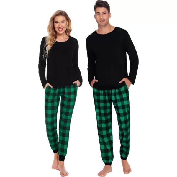 SWOMOG Family Matching Pajama Set Christmas Pjs Plaid Pajamas for Men Women and Kids Long Sleeve Sleepwear Pj SetMen Green Plaid Pantswith Pockets