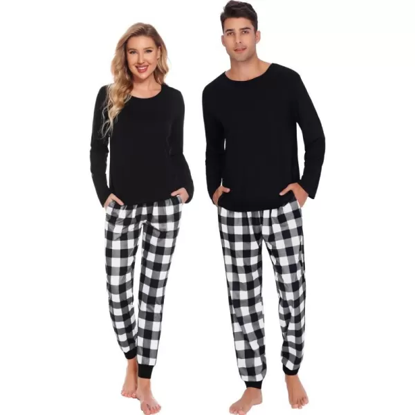 SWOMOG Family Matching Pajama Set Christmas Pjs Plaid Pajamas for Men Women and Kids Long Sleeve Sleepwear Pj SetMen White Plaid Pantswith Pockets