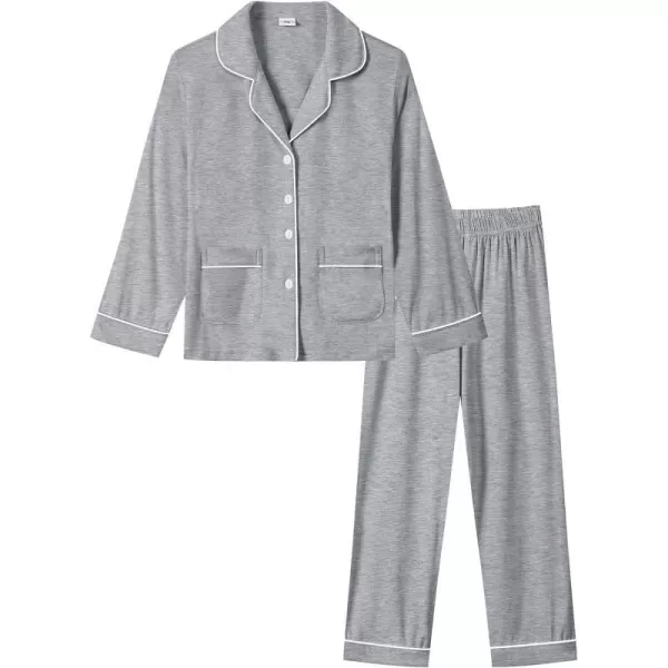 SWOMOG Kid Long Sleeve Pjs Set Girls Boys Modal Sleepwear ButtonDown Lounge Set4T13TGrey