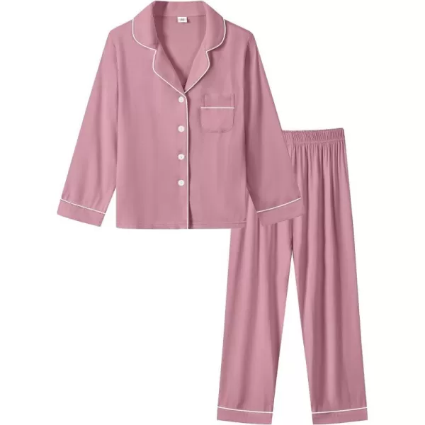 SWOMOG Kids Modal Pajamas Sets Girls Boys Long Sleeve Sleepwear 2 Piece Lounge Sets ButtonDown Pjs SetTaro Purple