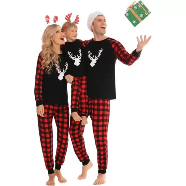 SWOMOG Matching Family Christmas Pajamas Holiday Xmas Jammies PJs For Family Couples Teen Boys Girls Festival SleepwearKids Christmas Deer Head