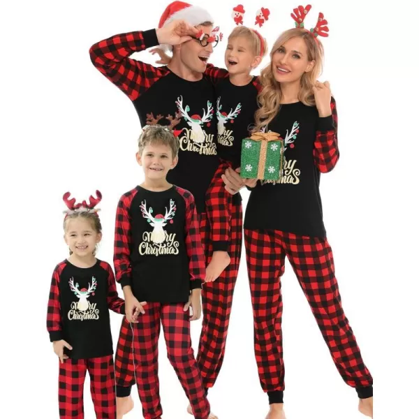 SWOMOG Matching Family Christmas Pajamas Holiday Xmas Jammies PJs For Family Couples Teen Boys Girls Festival SleepwearMen Gold Letter Deer