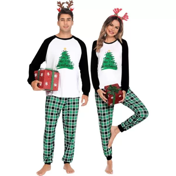 SWOMOG Matching Family Christmas Pajamas Holiday Xmas Jammies PJs For Family Couples Teen Boys Girls Festival SleepwearMen Green Christmas Tree