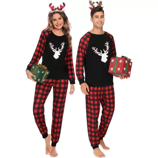 SWOMOG Matching Family Christmas Pajamas Holiday Xmas Jammies PJs For Family Couples Teen Boys Girls Festival SleepwearWomen Christmas Deer Head