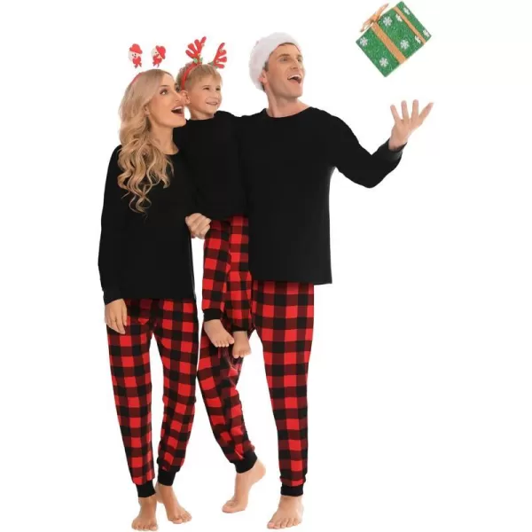 SWOMOG Matching Family Christmas Pajamas Holiday Xmas Jammies PJs For Family Couples Teen Boys Girls Festival SleepwearWomen Red Black Plaid