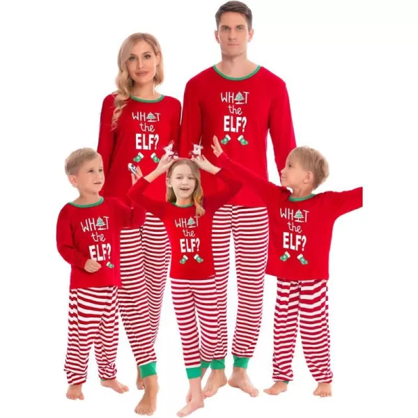 SWOMOG Matching Family Christmas Pajamas Printed Long Sleeve Tee and Plaid Pants LoungewearKids Z Red