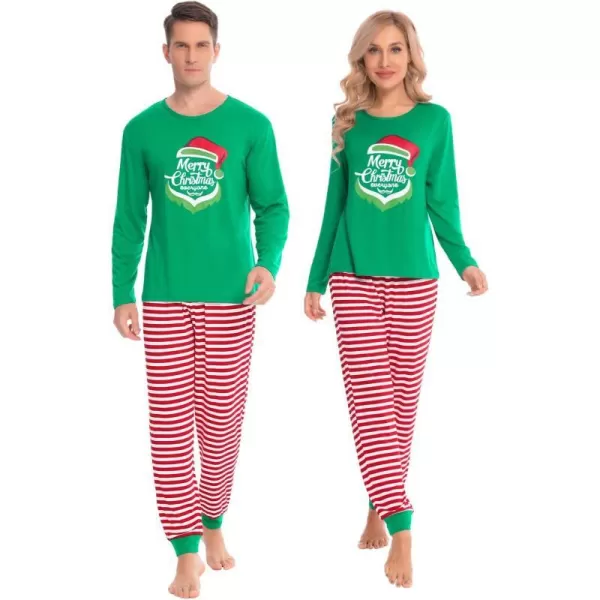 SWOMOG Matching Family Christmas Pajamas Printed Long Sleeve Tee and Plaid Pants LoungewearWomen Z Greensantaclaus