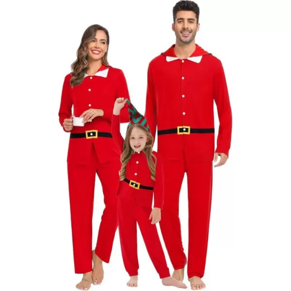 SWOMOG Matching Family Pajama Sets Christmas Long Sleeve Sleepwear Holiday NightwearKids Pure Red