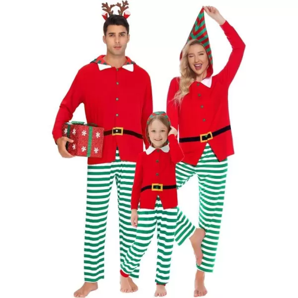 SWOMOG Matching Family Pajama Sets Christmas Long Sleeve Sleepwear Holiday NightwearKids Red