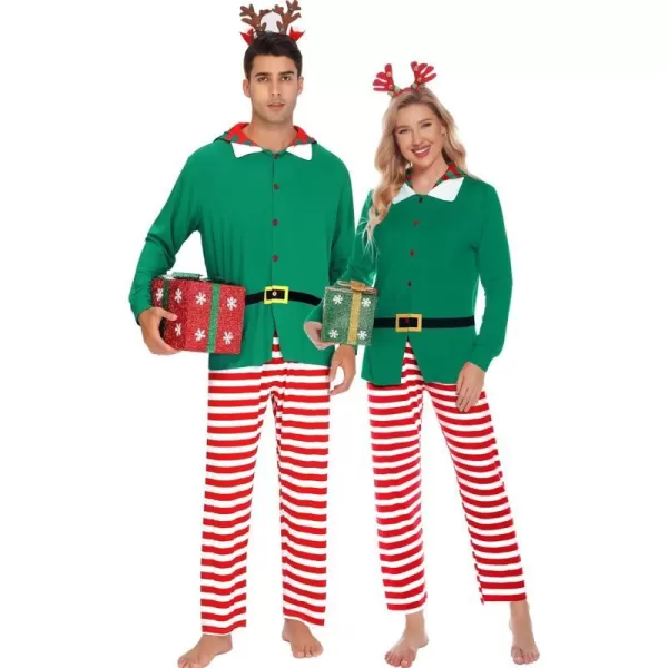 SWOMOG Matching Family Pajama Sets Christmas Long Sleeve Sleepwear Holiday NightwearMen Green