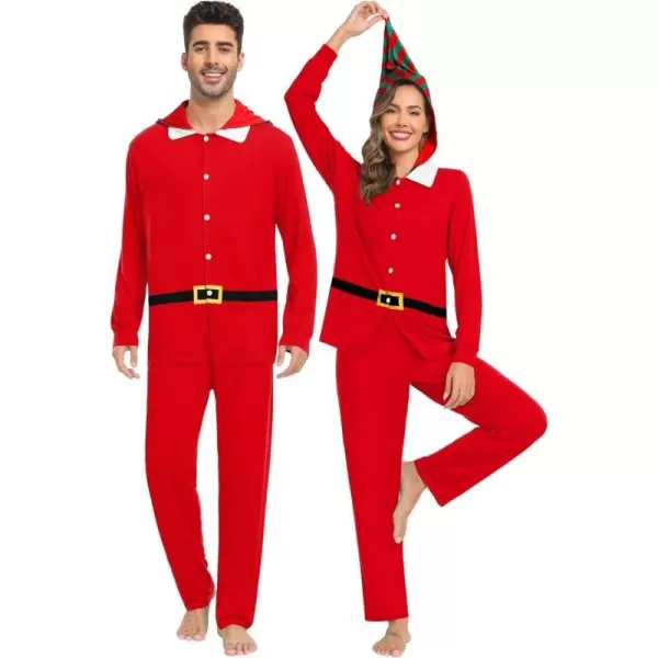 SWOMOG Matching Family Pajama Sets Christmas Long Sleeve Sleepwear Holiday NightwearMen Pure Red